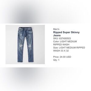 Abercrombie Ripped Super Skinny Jeans - Light Blue